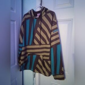 Burton Striped Brown and Teal Hoodie